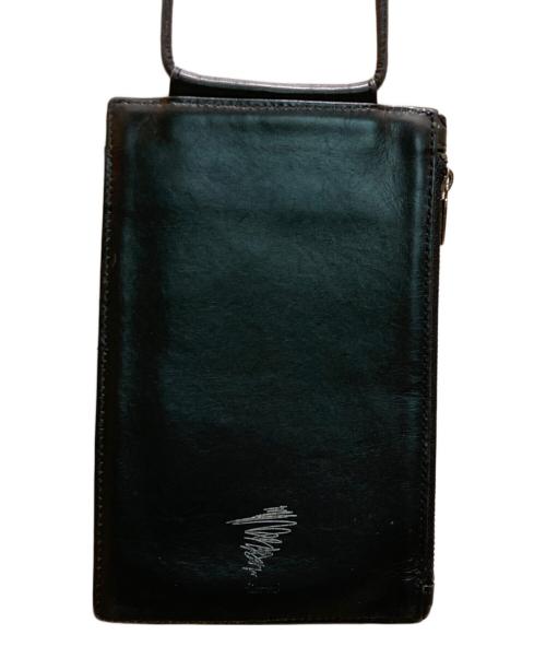 discord Yohji Yamamoto（ディスコード ヨウジヤマモト）discord Yohji Yamamoto (ディスコード ヨウジヤマモト) カウレザースマホショルダーポーチ ブラックの古着・服飾アイテム