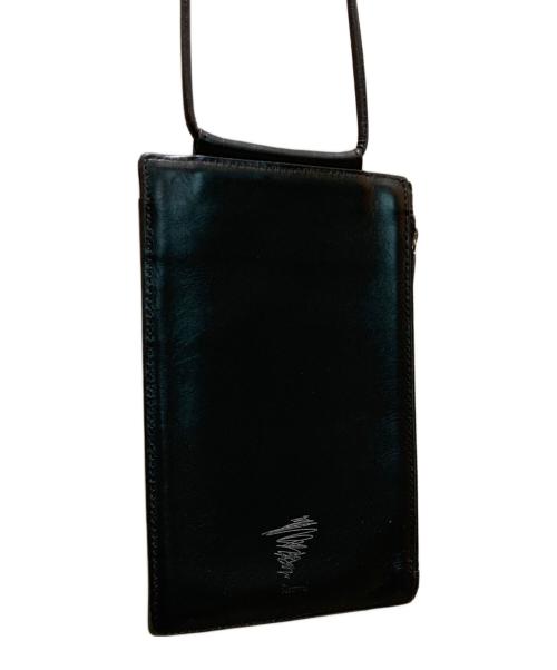 discord Yohji Yamamoto（ディスコード ヨウジヤマモト）discord Yohji Yamamoto (ディスコード ヨウジヤマモト) カウレザースマホショルダーポーチ ブラックの古着・服飾アイテム