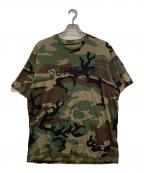 SUPREMEシュプリーム）の古着「Capital S S Top Woodland camoカモ フロントロゴTシャツ」｜グリーン
