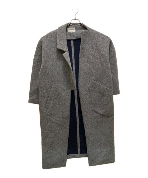 ENFOLD（エンフォルド）ENFOLD (エンフォルド) ウールボンディングアシンメトリーカラーコート グレー サイズ:38の古着・服飾アイテム