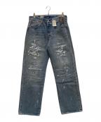 LEVI'S PReMIUM×BEAMSリーバイス プレミアム×ビームス）の古着「別注リミテッド エディション ゴーマルイチ ルーズ クラッシュ アンド リペア デニム」｜インディゴ