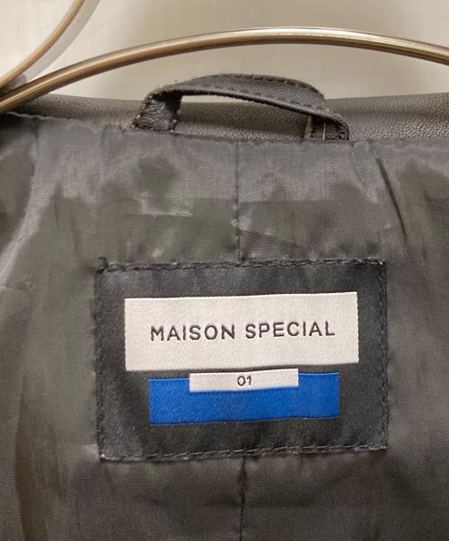 MAISON SPECIAL（メゾンスペシャル）MAISON SPECIAL (メゾンスペシャル) シープ・レザー・シングル・ライダース・カラード・ジャケット ブラック サイズ:１の古着・服飾アイテム
