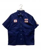 X-LARGEエクストララージ）の古着「LOGO PATCH S/S WORK SHIRT」｜ブルー