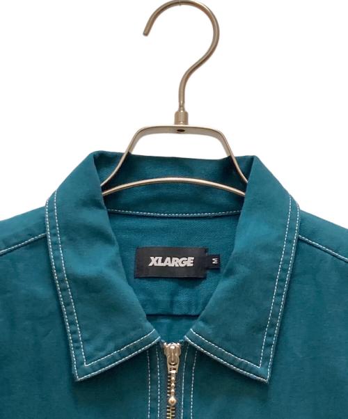X-LARGE（エクストララージ）X-LARGE (エクストララージ) ZIP UP S/S WORK SHIRT グリーン サイズ:Ｍの古着・服飾アイテム