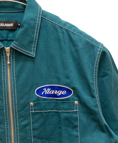 X-LARGE（エクストララージ）X-LARGE (エクストララージ) ZIP UP S/S WORK SHIRT グリーン サイズ:Ｍの古着・服飾アイテム