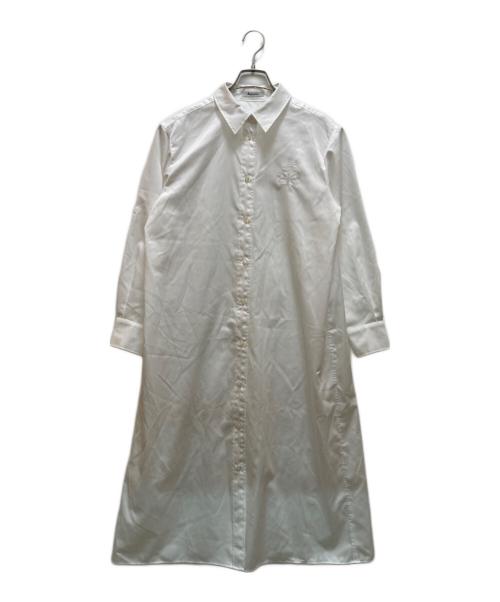 Aquascutum（アクアスキュータム）Aquascutum (アクアスキュータム) ダンガリー 刺繍シャツドレス ホワイト サイズ:８の古着・服飾アイテム