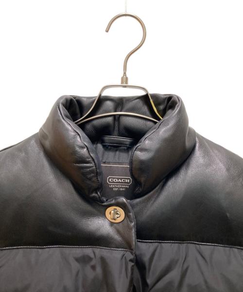 COACH（コーチ）COACH (コーチ) ターンロック レザー切替ダウンジャケット ブラック サイズ:Sの古着・服飾アイテム