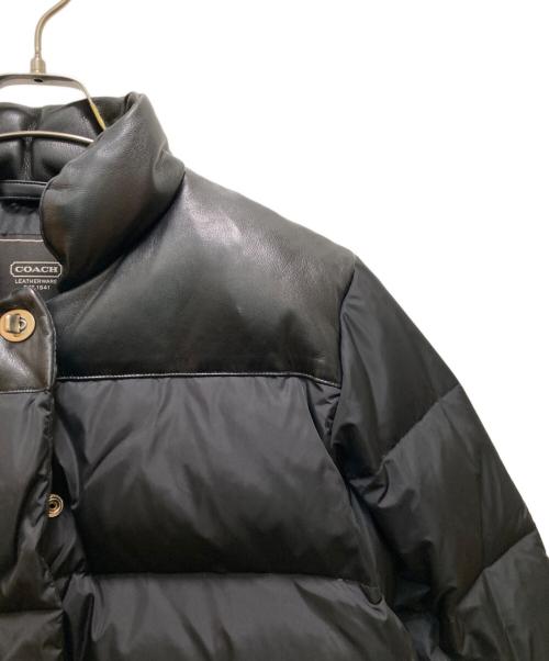 COACH（コーチ）COACH (コーチ) ターンロック レザー切替ダウンジャケット ブラック サイズ:Sの古着・服飾アイテム