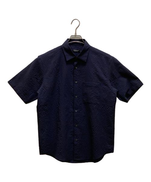 BLACK LABEL CRESTBRIDGE（ブラックレーベル クレストブリッジ）BLACK LABEL CRESTBRIDGE (ブラックレーベル クレストブリッジ) シアサッカー 半袖シャドーチェックシャツ ネイビー サイズ:Ｍの古着・服飾アイテム