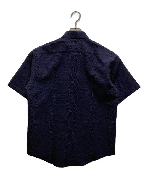 BLACK LABEL CRESTBRIDGE（ブラックレーベル クレストブリッジ）BLACK LABEL CRESTBRIDGE (ブラックレーベル クレストブリッジ) シアサッカー 半袖シャドーチェックシャツ ネイビー サイズ:Ｍの古着・服飾アイテム
