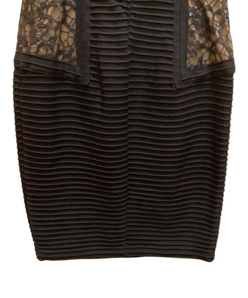 TADASHI SHOJI（タダシ ショージ）TADASHI SHOJI (タダシ ショージ) メッシュ切替レースワンピース ブラック×ベージュ サイズ:不明の古着・服飾アイテム