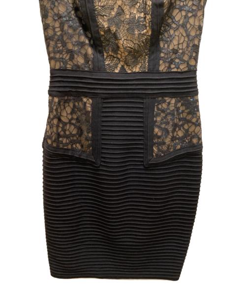 TADASHI SHOJI（タダシ ショージ）TADASHI SHOJI (タダシ ショージ) メッシュ切替レースワンピース ブラック×ベージュ サイズ:不明の古着・服飾アイテム