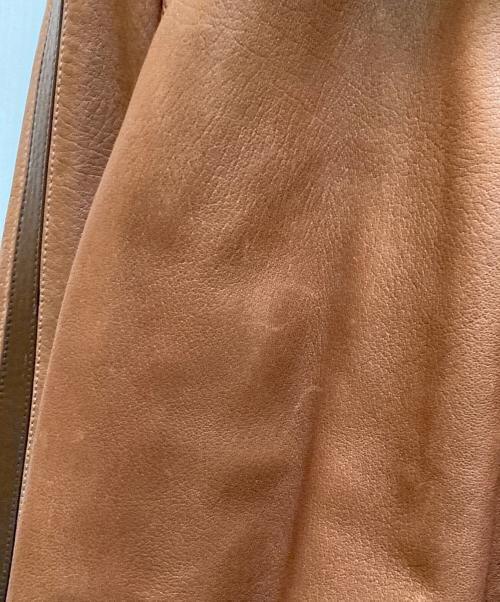 Salvatore Ferragamo（サルヴァトーレ フェラガモ）Salvatore Ferragamo (サルヴァトーレ フェラガモ) 裏地チェックシングルレザージャケット ブラウン サイズ:４６の古着・服飾アイテム