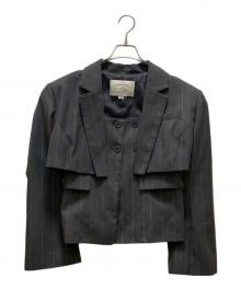 Ameri（アメリ）の古着「DEFORMATION PINSTRIPE JACKET」｜グリーン