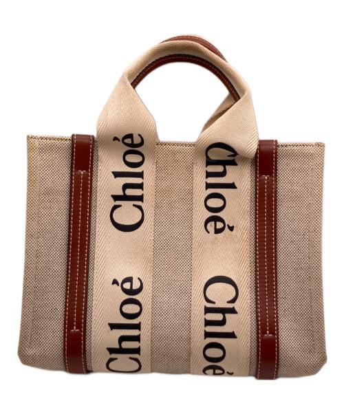 Chloe（クロエ）Chloe (クロエ) リネン製 Woodyスモールトートバッグ ベージュの古着・服飾アイテム
