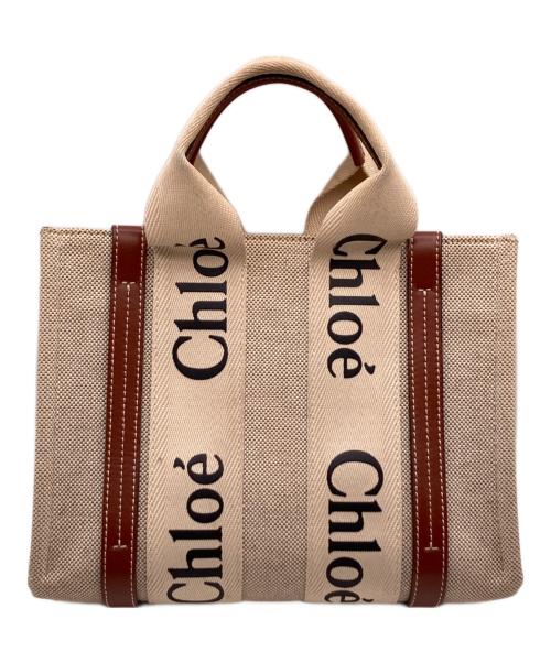 Chloe（クロエ）Chloe (クロエ) リネン製 Woodyスモールトートバッグ ベージュの古着・服飾アイテム