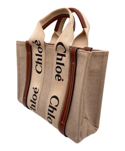 Chloe（クロエ）Chloe (クロエ) リネン製 Woodyスモールトートバッグ ベージュの古着・服飾アイテム