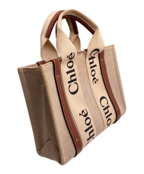 Chloe（クロエ）Chloe (クロエ) リネン製 Woodyスモールトートバッグ ベージュの古着・服飾アイテム