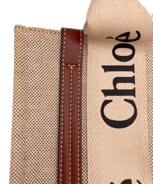 Chloe（クロエ）Chloe (クロエ) リネン製 Woodyスモールトートバッグ ベージュの古着・服飾アイテム
