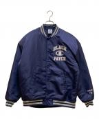 Champion×THE BLACK EYE PATCHチャンピオン×ブラックアイパッチ）の古着「コラボロゴスタジャン」｜ネイビー