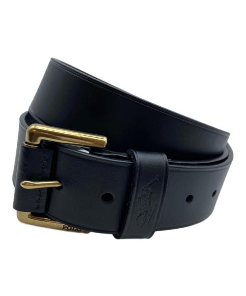 POLO RALPH LAUREN（ポロ・ラルフローレン）POLO RALPH LAUREN (ポロ・ラルフローレン) ロゴエンブレム バックルベルト ブラックの古着・服飾アイテム