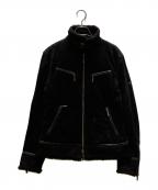 BURBERRY BLACK LABELバーバリーブラックレーベル）の古着「裏ノバチェック スェードシングルライダースジャケット」｜ブラック