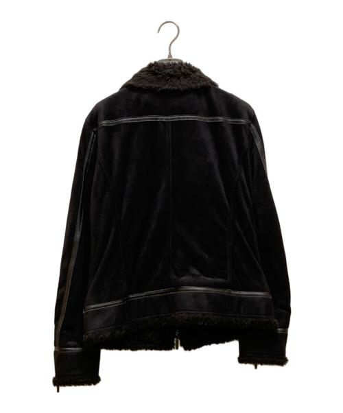 BURBERRY BLACK LABEL（バーバリーブラックレーベル）BURBERRY BLACK LABEL (バーバリーブラックレーベル) 裏ノバチェック スェードシングルライダースジャケット ブラック サイズ:Ｍの古着・服飾アイテム