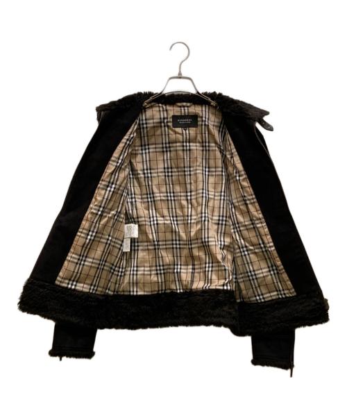 BURBERRY BLACK LABEL（バーバリーブラックレーベル）BURBERRY BLACK LABEL (バーバリーブラックレーベル) 裏ノバチェック スェードシングルライダースジャケット ブラック サイズ:Ｍの古着・服飾アイテム