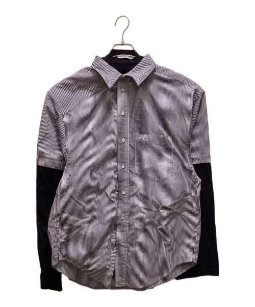 BALENCIAGA（バレンシアガ）BALENCIAGA (バレンシアガ) ストライプシャツドッキングカットソー ネイビー サイズ:1の古着・服飾アイテム