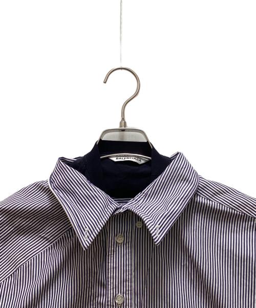 BALENCIAGA（バレンシアガ）BALENCIAGA (バレンシアガ) ストライプシャツドッキングカットソー ネイビー サイズ:1の古着・服飾アイテム