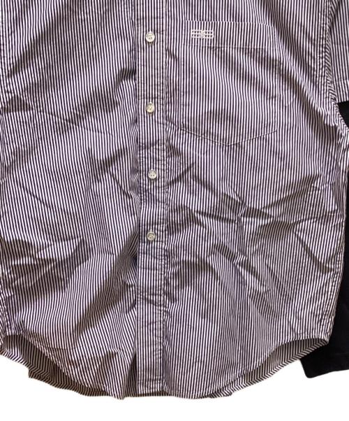 BALENCIAGA（バレンシアガ）BALENCIAGA (バレンシアガ) ストライプシャツドッキングカットソー ネイビー サイズ:1の古着・服飾アイテム