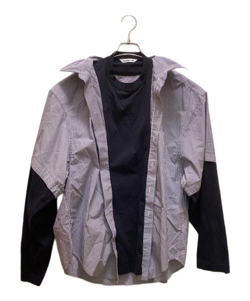 BALENCIAGA（バレンシアガ）BALENCIAGA (バレンシアガ) ストライプシャツドッキングカットソー ネイビー サイズ:1の古着・服飾アイテム