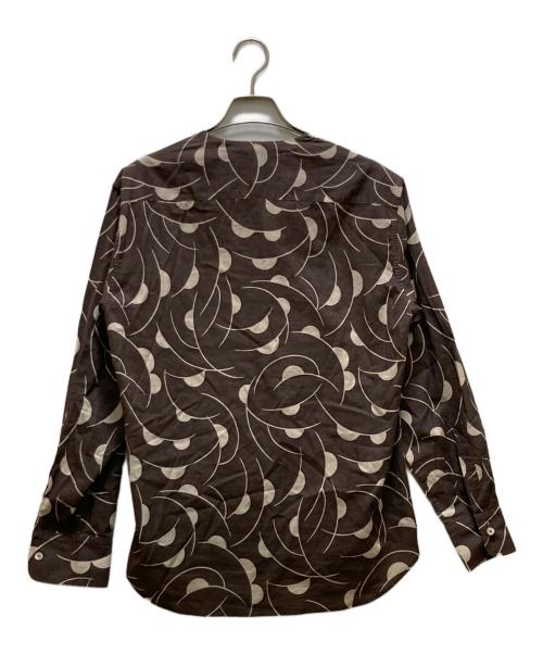 MARNI（マルニ）MARNI (マルニ) 総柄ノーカラーシャツ ブラウン サイズ:40の古着・服飾アイテム