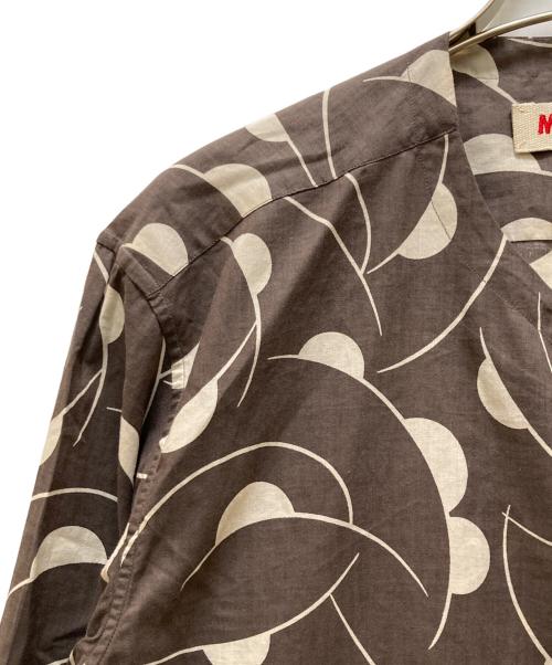 MARNI（マルニ）MARNI (マルニ) 総柄ノーカラーシャツ ブラウン サイズ:40の古着・服飾アイテム