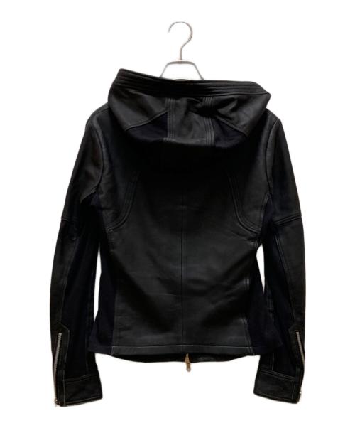 NO ID.（ノーアイディー）NO ID. (ノーアイディー) ラムレザーフーデッドジャケット ブラック サイズ:１の古着・服飾アイテム