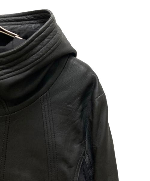NO ID.（ノーアイディー）NO ID. (ノーアイディー) ラムレザーフーデッドジャケット ブラック サイズ:１の古着・服飾アイテム