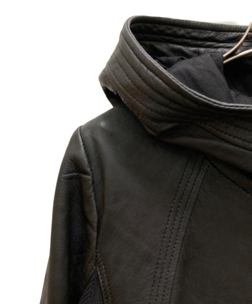 NO ID.（ノーアイディー）NO ID. (ノーアイディー) ラムレザーフーデッドジャケット ブラック サイズ:１の古着・服飾アイテム