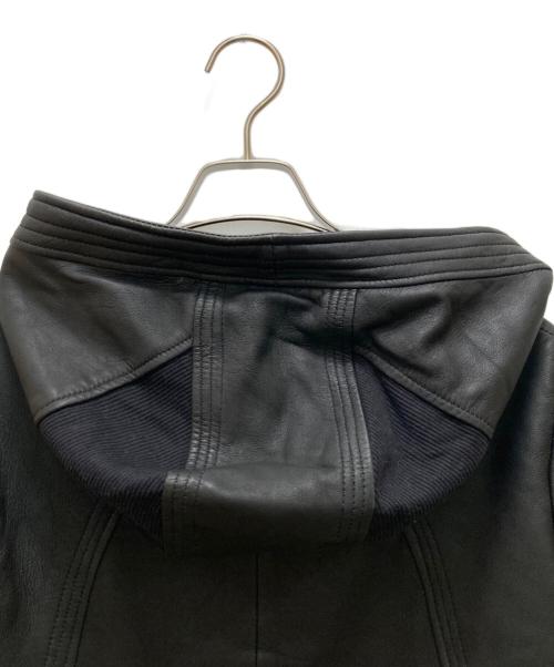 NO ID.（ノーアイディー）NO ID. (ノーアイディー) ラムレザーフーデッドジャケット ブラック サイズ:１の古着・服飾アイテム