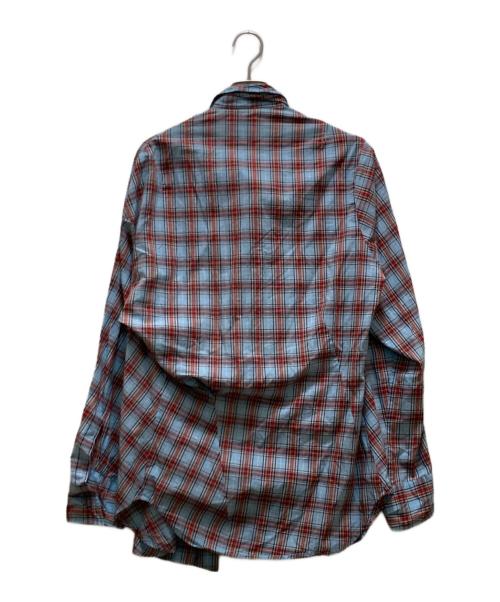 Vivienne Westwood man（ヴィヴィアン ウェストウッド マン）Vivienne Westwood man (ヴィヴィアン ウェストウッド マン) 変形チェックシャツ ブルー×レッド サイズ:50の古着・服飾アイテム