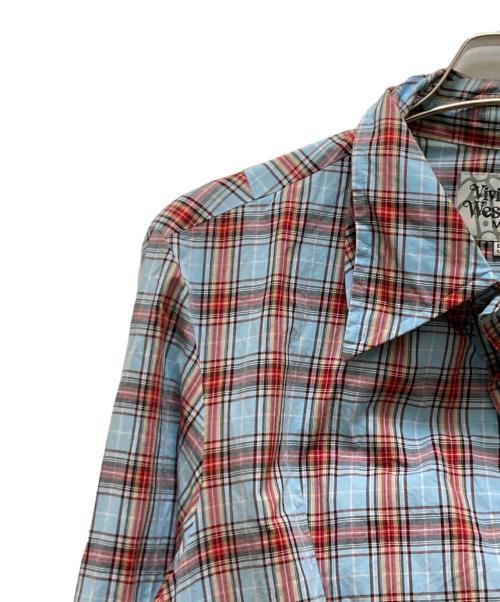 Vivienne Westwood man（ヴィヴィアン ウェストウッド マン）Vivienne Westwood man (ヴィヴィアン ウェストウッド マン) 変形チェックシャツ ブルー×レッド サイズ:50の古着・服飾アイテム