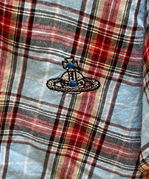 Vivienne Westwood man（ヴィヴィアン ウェストウッド マン）Vivienne Westwood man (ヴィヴィアン ウェストウッド マン) 変形チェックシャツ ブルー×レッド サイズ:50の古着・服飾アイテム
