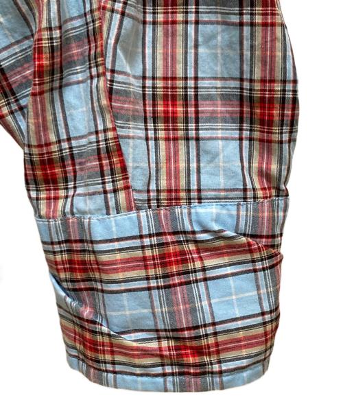 Vivienne Westwood man（ヴィヴィアン ウェストウッド マン）Vivienne Westwood man (ヴィヴィアン ウェストウッド マン) 変形チェックシャツ ブルー×レッド サイズ:50の古着・服飾アイテム