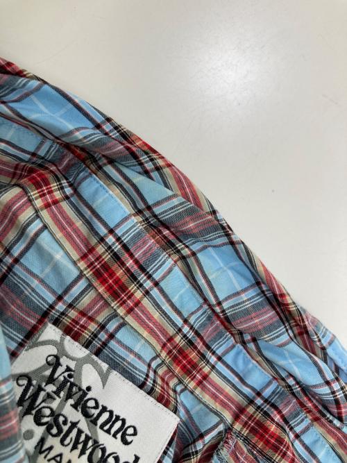 Vivienne Westwood man（ヴィヴィアン ウェストウッド マン）Vivienne Westwood man (ヴィヴィアン ウェストウッド マン) 変形チェックシャツ ブルー×レッド サイズ:50の古着・服飾アイテム
