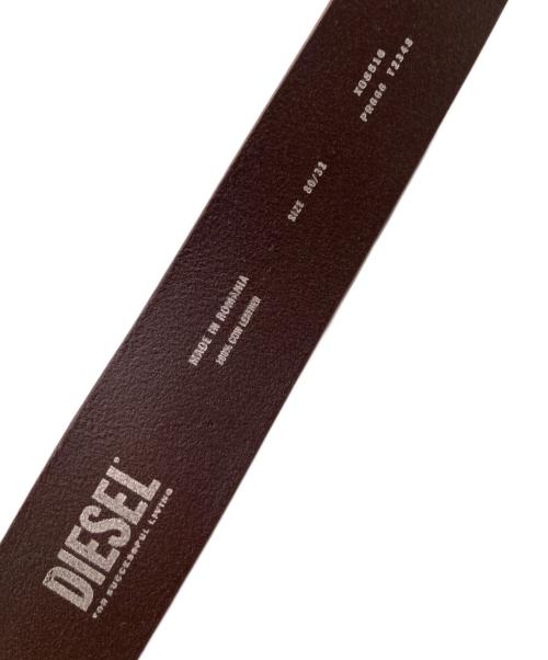 DIESEL（ディーゼル）DIESEL (ディーゼル) オーバルDロゴバックルレザーベルト ブラウン サイズ:80/32の古着・服飾アイテム