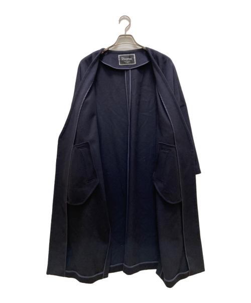 Diagram GRACE CONTINENTAL（ダイアグラム グレースコンチネンタル）Diagram GRACE CONTINENTAL (ダイアグラム グレースコンチネンタル) ウールノーカラーコート ネイビー サイズ:３６の古着・服飾アイテム