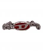 DIESELディーゼル）の古着「Dオーバルロゴチェーンブレスレット」｜レッド