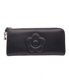 MARY QUANT（マリークヮント）の古着「デイジーチャームラウンドファスナー長財布」｜ブラック