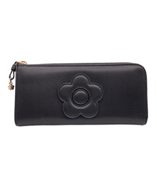 MARY QUANT（マリークヮント）MARY QUANT (マリークヮント) デイジーチャームラウンドファスナー長財布 ブラックの古着・服飾アイテム