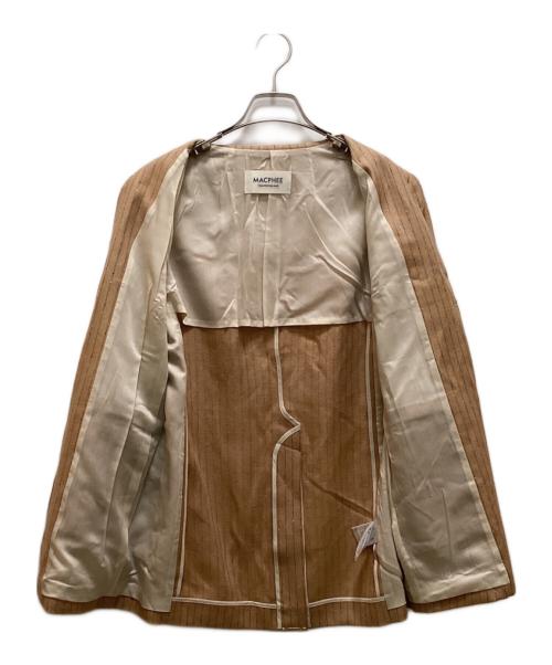 MACPHEE（マカフィー）MACPHEE (マカフィー) シルクネップリネン ノーカラージャケット ベージュ サイズ:３４の古着・服飾アイテム