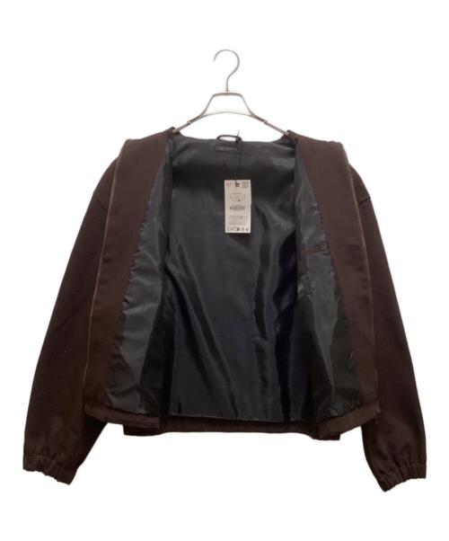 ZARA（ザラ）ZARA (ザラ) 襟レザー切替ブルゾン ブラウン サイズ:L 未使用品の古着・服飾アイテム